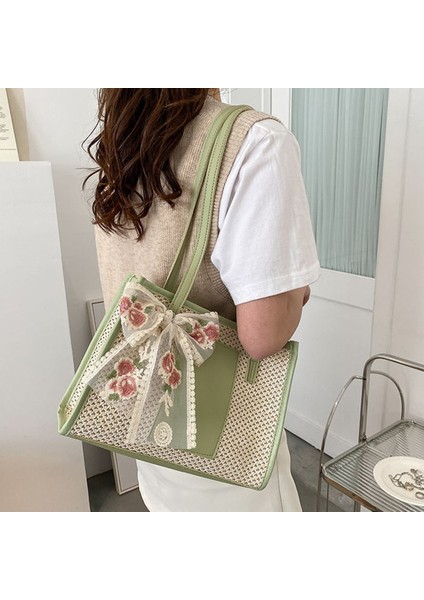 Yeni Moda Dokuma Tote Çanta: Büyük Kapasiteli Hasır Omuz Çantası (Yurt Dışından)