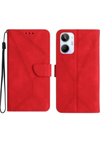 Realme 10 4g Için Dikişli Kabartmalı Deri Kılıf (Yurt Dışından)