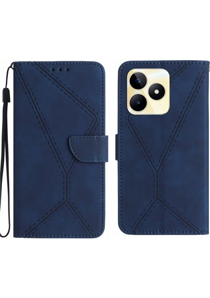 Realme C53 Için Dikişli Kabartmalı Deri Kılıf (Yurt Dışından)