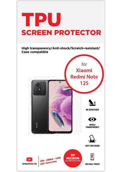 Xiaomi Redmi Note 12S Full Kaplama Ön Arka ve Yan 360 Derece Kaplayan Hd Film