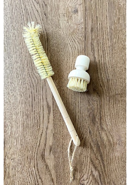 Ahşap Biberon Temizleme Fırçası + Çok Amaçlı Temizleme Fırçası