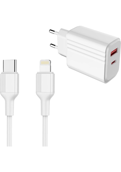 Iphone Ipad Şarj Aleti 20W Hızlı Pd To Lightning Typ C To Lightning Girişli Çift Çıkış iphone Şarj Aleti
