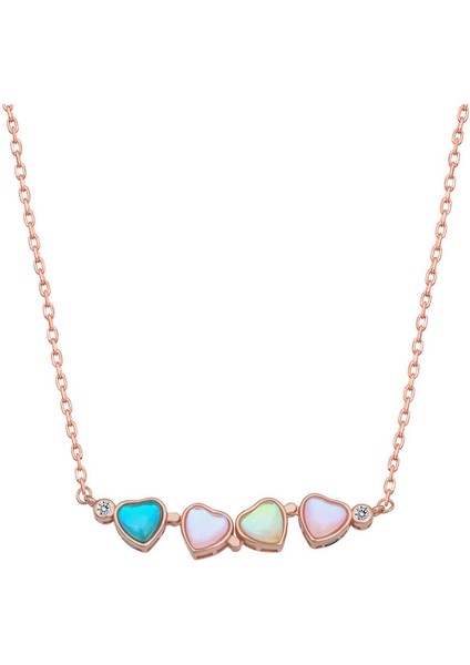 925 Ayar Gümüş Rose Renkli Açılabilen Yonca Kadın Gümüş Kolye modelleri