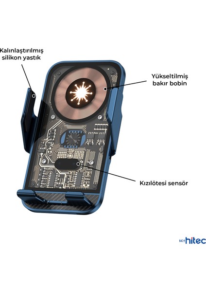 C10 15W Sensörlü Araç Içi Kablosuz Hızlı Şarj Aleti ve Telefon Tutucu