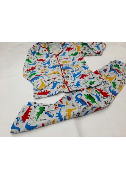 Berkaysun Tekstilden Pamuklu Çocuk Pijama Takımı Önden Düğmeli