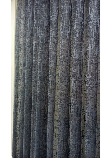 Taç Katyonik Desen Keten Görünümlü Ekstraforlu Pilesiz Tül Perde Tek Kanat - Koyu Gri 100 x 250 cm fırsatları