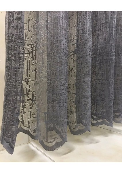 Taç Katyonik Desen Keten Görünümlü 1/2,5 Normal Pile Tül Perde Tek Kanat - Koyu Gri 100 x 250 cm fiyatları