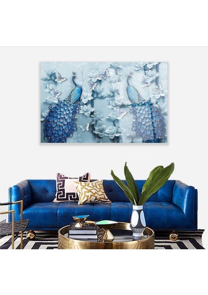 3D Tavus Kuşu Cam Tablo