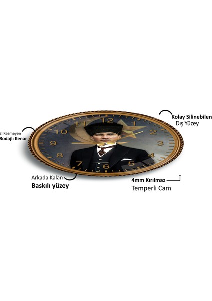 Atatürk Cam Saat - 40 cm