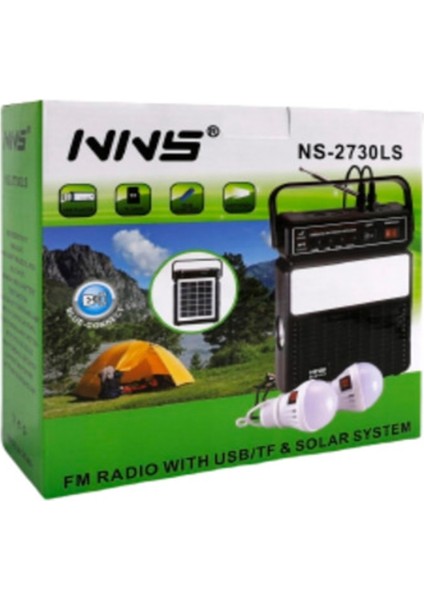 NS-8033LS Güneş Panelli USB / Tf Kart / Fm LED Aydınlatmalı, Retro Bluetooth Hoparlör