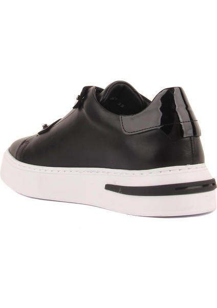 Sail Lakers - Siyah Deri Bağcıksız Erkek Sneaker fırsatları