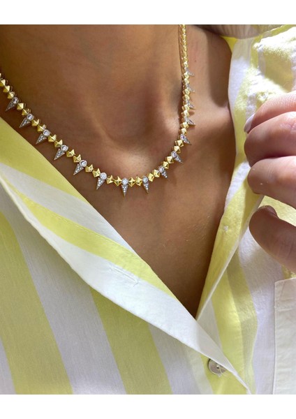 Kadın Gümüş Ithal Zirkon Taşlı Kolye