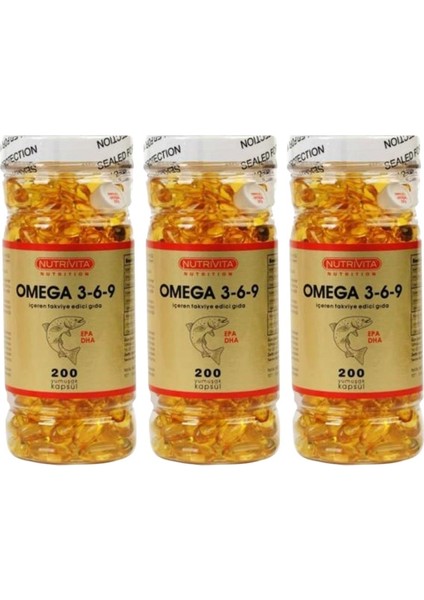 Omega 3-6-9 Balık Yağı 3 x 200 Kapsül