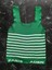 Yeşil Beyaz Çizgili Kare Yaka Atlet Triko Crop S / M / L Beden Uyumlu 1