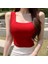 Kırmızı Kare Yaka Atlet Triko Crop S / M / L Beden Uyumlu 1