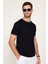 Erkek Bisiklet Yaka Slim Fit Pamuk Pike Siyahtişört 1