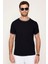 Erkek Bisiklet Yaka Slim Fit Pamuk Pike Siyahtişört 2