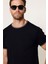 Erkek Bisiklet Yaka Slim Fit Pamuk Pike Siyahtişört 3