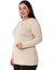Büyük Beden Bisiklet Yaka Uzun Kollu Viskon Bej Body 4