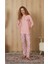 Kadın Pembe Ebru Desenli T-Shirt Pijama Takımı 4264 1