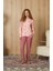 Kadın Pembe Çiçek Desenli T-Shirt Pijama Takımı 4134 1