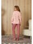 Kadın Pembe Çiçek Desenli T-Shirt Pijama Takımı 4134 2