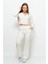 Kadın Soft Kadife Pantolon-Bluz Alt Üst Ikili Takım Beyaz 3