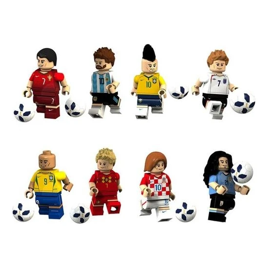 Qixun Simba 8 Parça Futbol Yıldızı Heykelcik Messi Beckham Ronaldo Montaj Yapı Taşı Minifigure Oyuncak (Yurt Dışından)