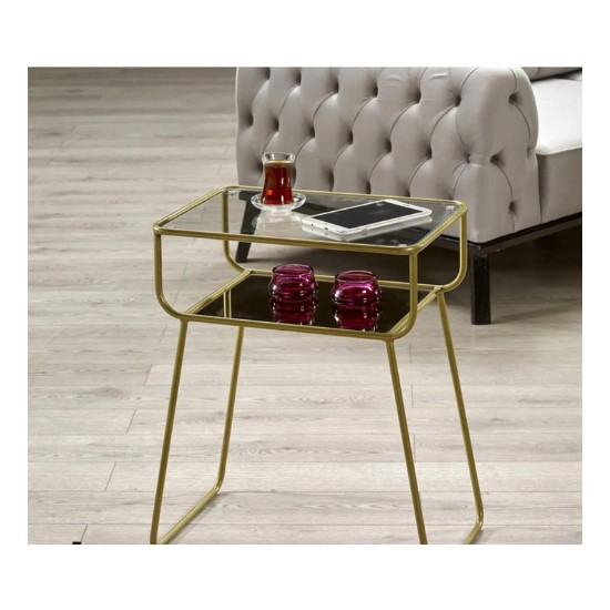 Tino Furniture Gold Yan Sehpa Cam Raflı Metal Geyik Sehpa Fiyatı