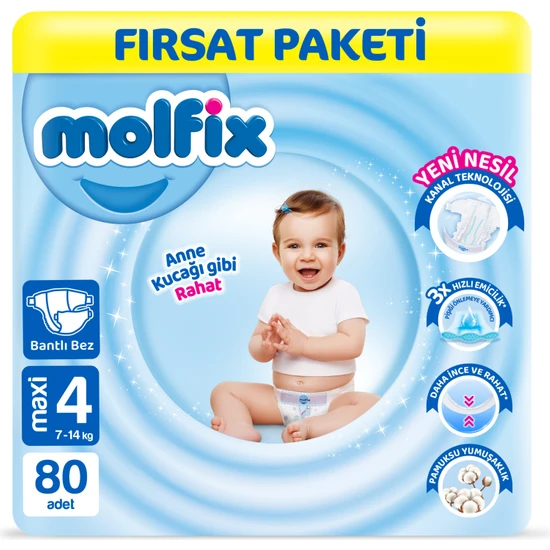 Molfix Bebek Bezi 4 Beden Maxi Fırsat Paketi 80 Adet