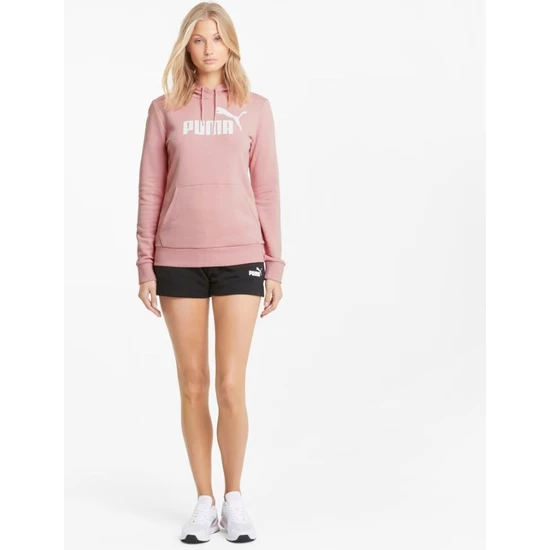 Puma Ess Cropped Logo Hoodie - Kadın Pembe Sweatshirt - 586791 80