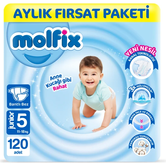 Molfix Bebek Bezi 5 Beden Junior Aylık Fırsat Paketi 120 Adet