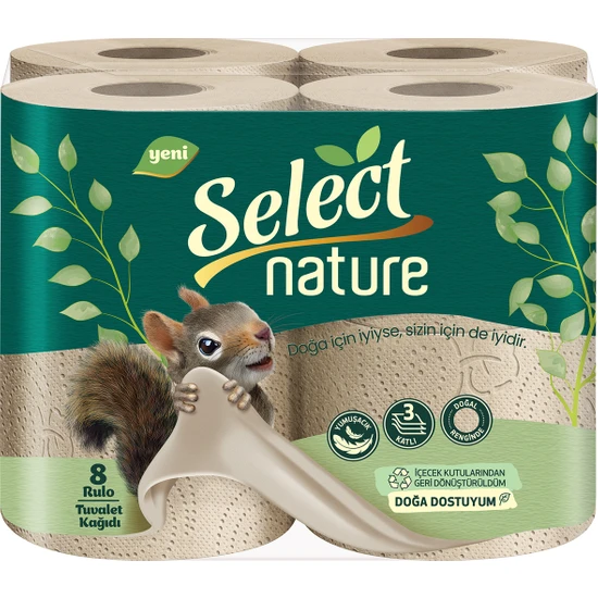 Lily Select Nature Yeni Nesil 8’li Tuvalet Kağıdı 3 Katlı