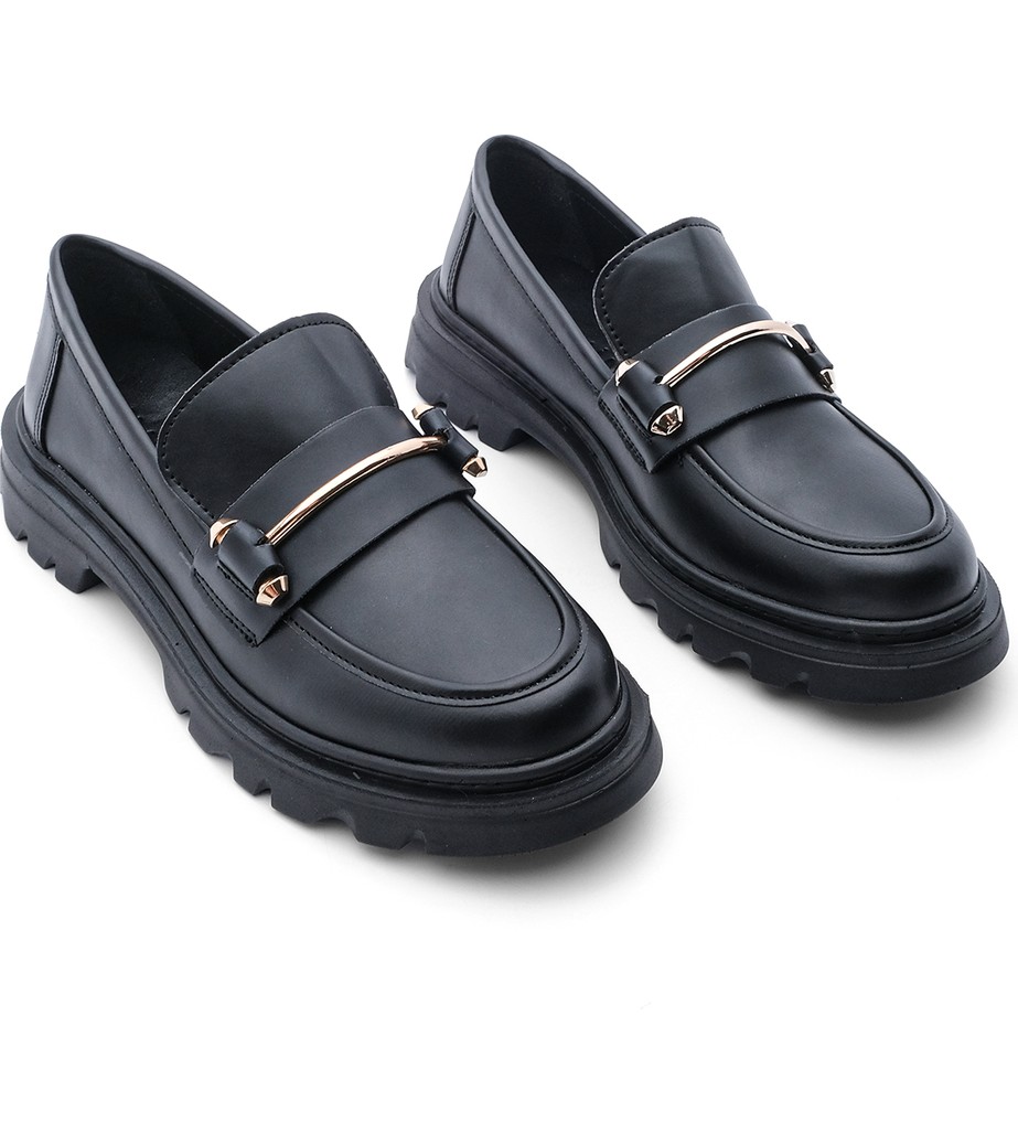 Marjin Kadın Hakiki Deri Loafer Kalın Taban Tokalı Süet Günlük Ayakkabı Zolez Vizon görsel 5