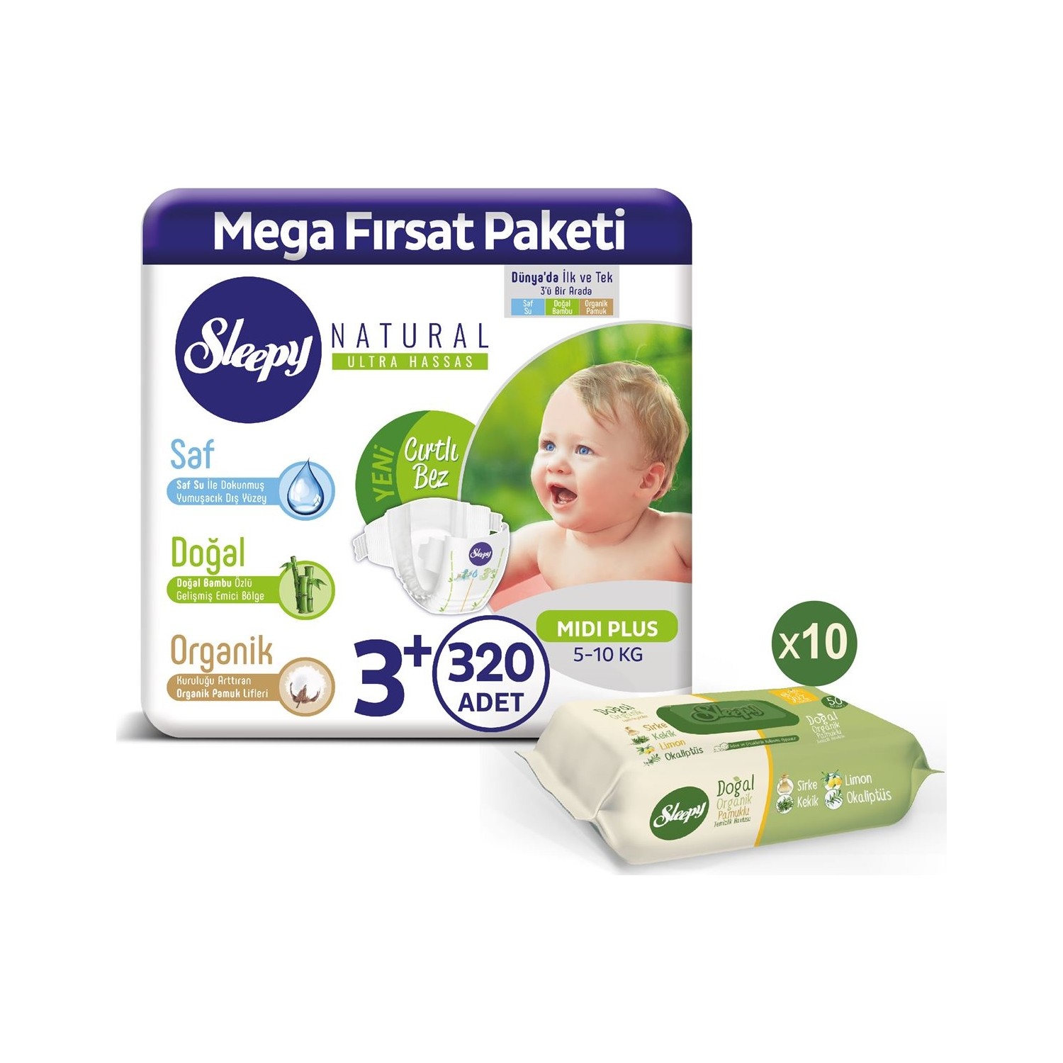 Sleepy Bebek Bezi 3+ Numara Midi Plus 320�LI Pamuklu Fiyatı