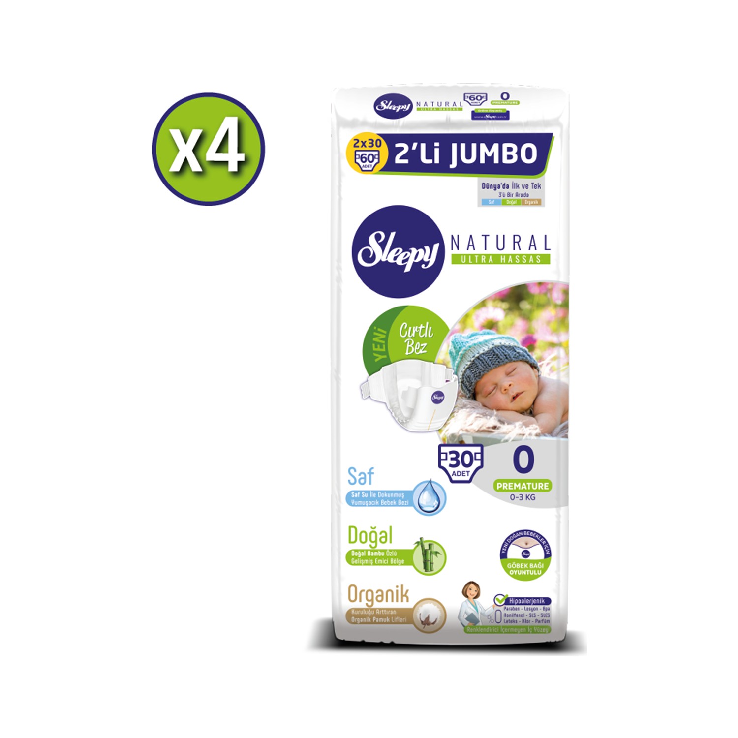 Sleepy Bebek Bezi 0 Numara Prematüre 4 x 2�li Jumbo Fiyatı
