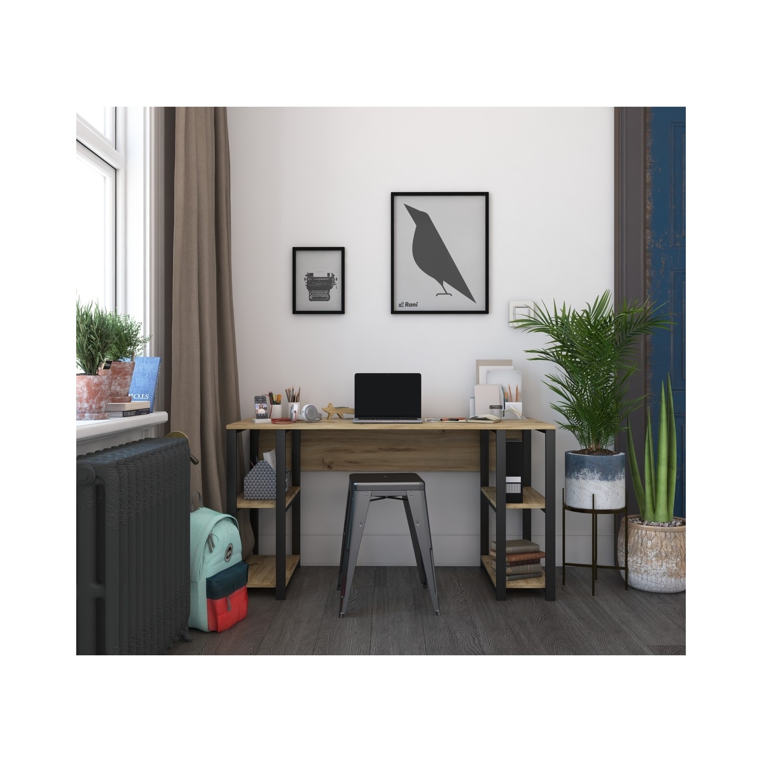 Rani Çalışma Ofis Bilgisayar Masası Metal Ayaklı Modern Fiyatı