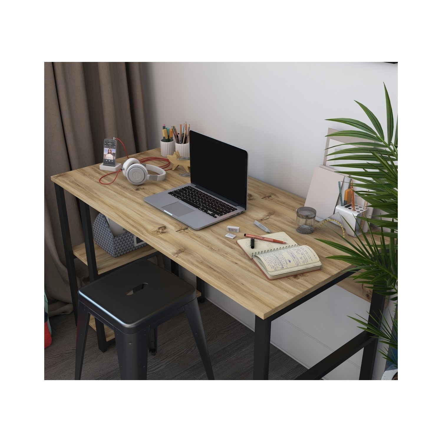 Rani Çalışma Ofis Bilgisayar Masası Metal Ayaklı Modern Fiyatı