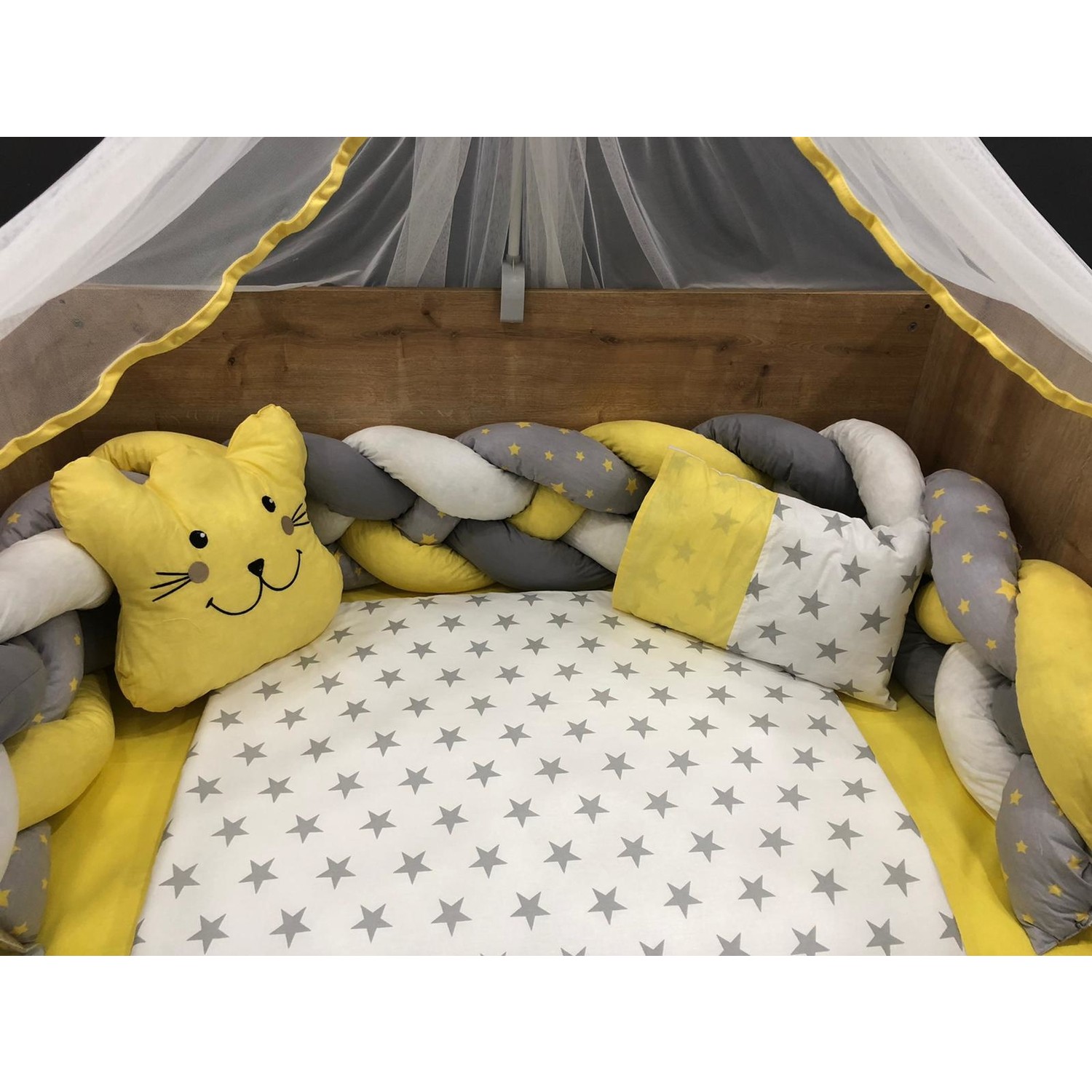 Mini Baby Örgülü Sarı Cibinlikli Bebek Uyku Seti Fiyatı