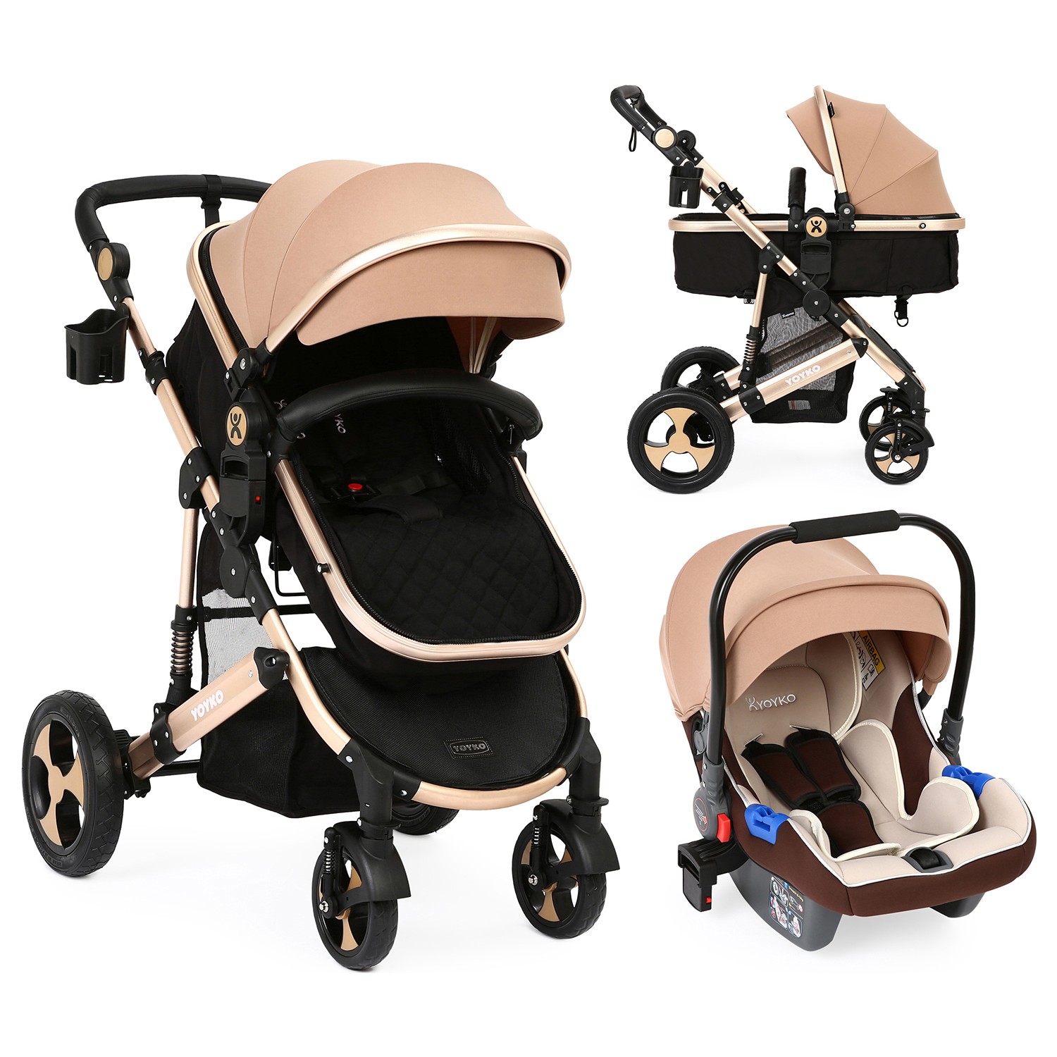 Yoyko Ultimate Travel Sistem Bebek Arabası 3 in 1 Coffee Yoyko Ultimate Travel Sistem Bebek Arabası 3 in 1 Coffee