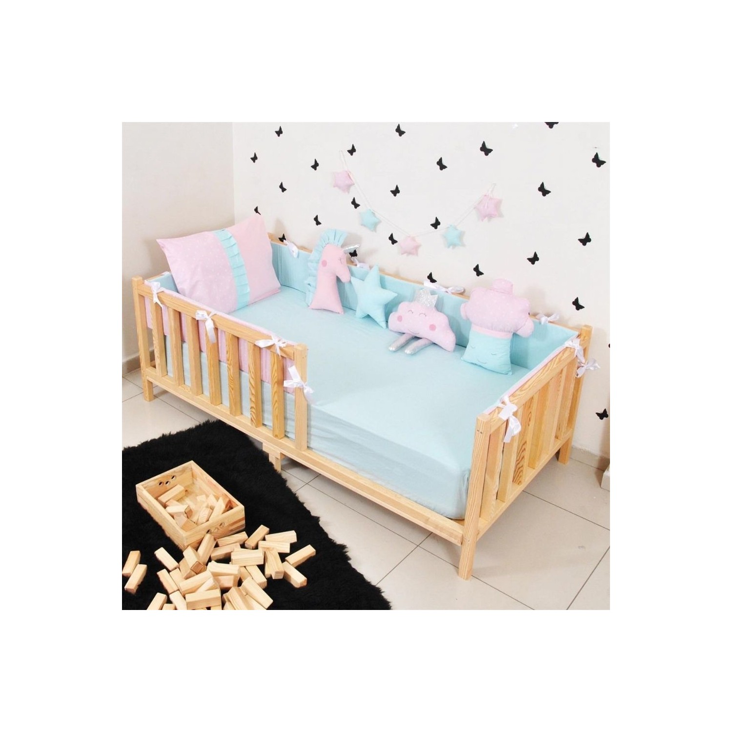Zerka Concept Montessori Çocuk Yatak Doğal Ahşap Karyola