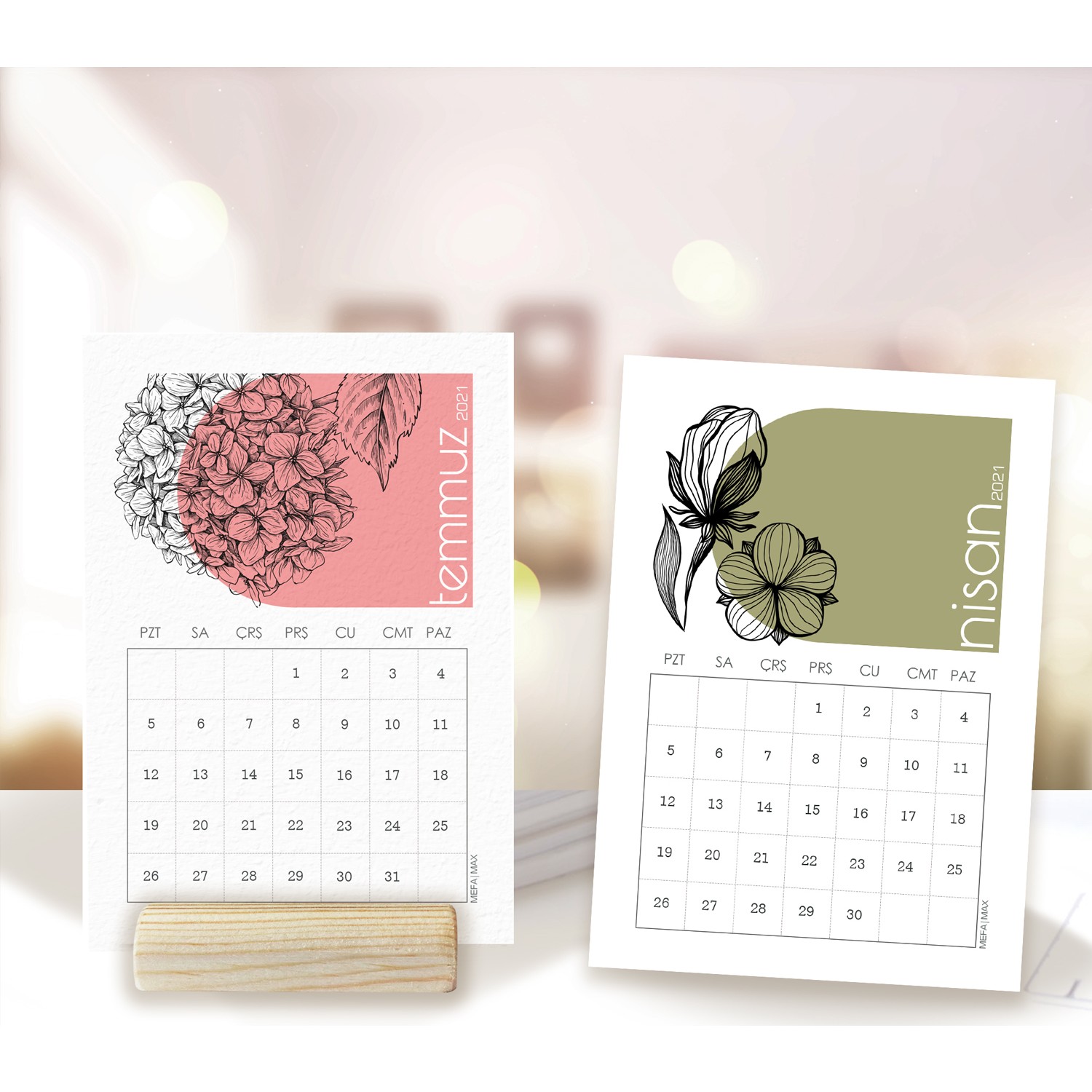 Mefamax Çiçekli 2021 Masaüstü Takvimi Fiyatı Taksit