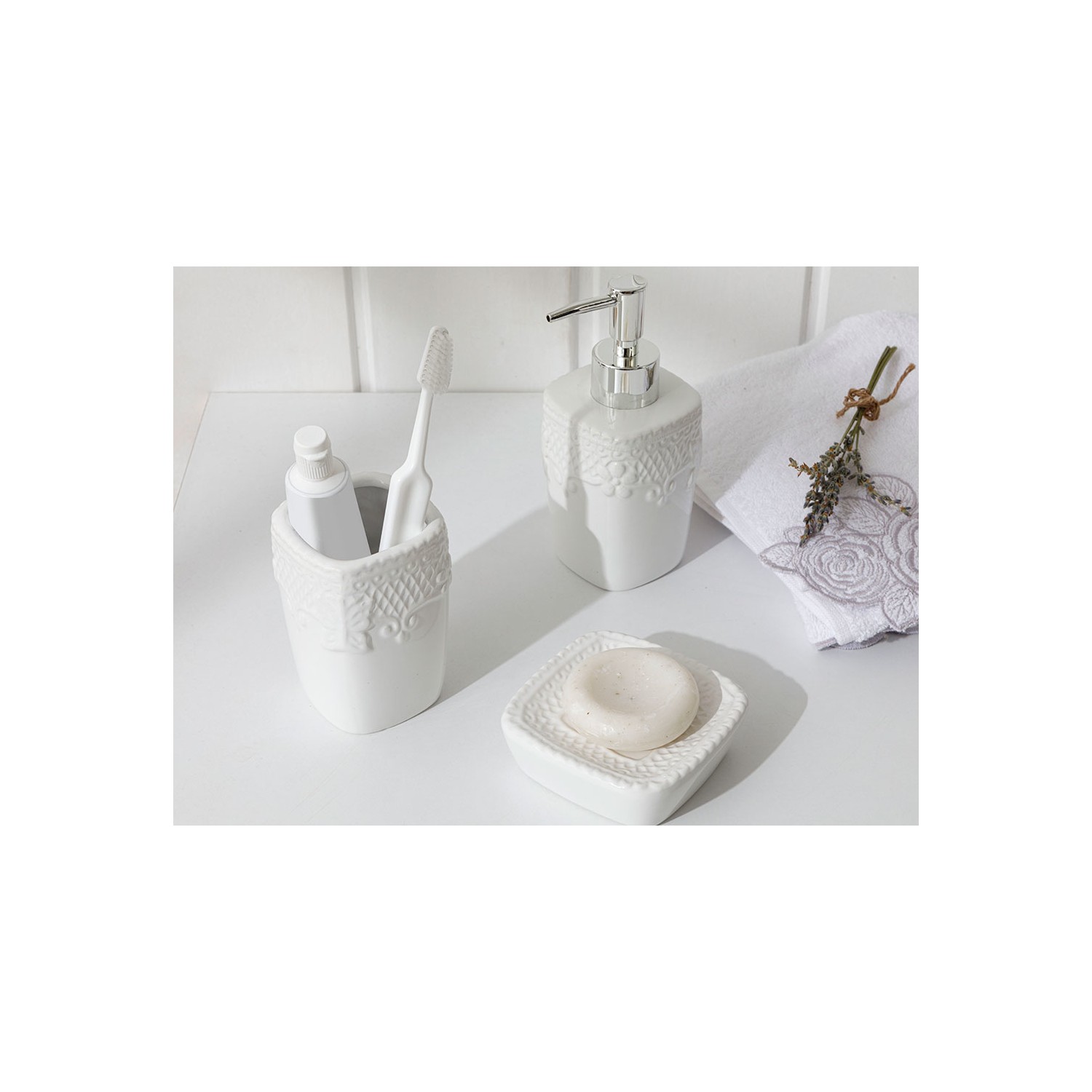 Bright Seramik Banyo Seti 7X7X10 cm Beyaz Fiyatı