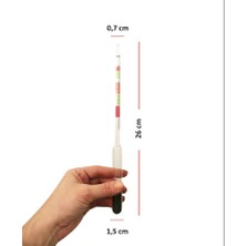 Üçlü Ölçekli Hidrometre Cam Alkol Metre Test Ölçer 26 cm