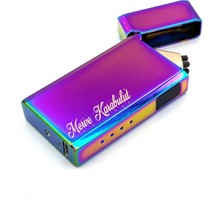 PerakendeShop Isme Özel Bobinli Plazma Ark Çakmak USB Şarjlı Gökkuşağı