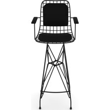 Knsz kafes tel bar sandalyesi 1 li zengin syhsyh kolçaklı sırt minderli
