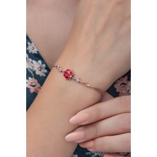 Nereze 925 Ayar Uğur Böceği Kadın Gümüş Bileklik
