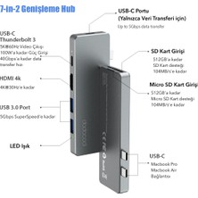 Dodocool DC69GY Alüminyum 7in2 Macbook Pro Air 4K HDMI Sd USB Hub Çoklayıcı