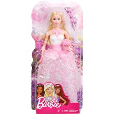 Barbie Gelin Bebek, Beyaz ve Pembe Elbiseli, Gelin Buketi ve Duvak ile Cff37