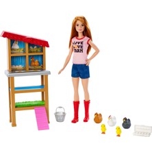 Barbie Tavuk Yetiştiricisi Bebek ve Oyun Seti - Kızıl Saçlı Bebek ve Tavuk Kümesi FXP15